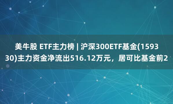 美牛股 ETF主力榜 | 沪深300ETF基金(159330)主力资金净流出516.12万元，居可比基金前2